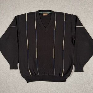 Vintage Barcelino 3D Knit Sweater Cable Knit Coogi Style Striped 90s Size 52 XXL
